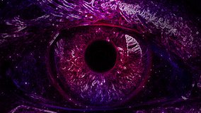 Eye. Animated purple drawing. Strokes and lines