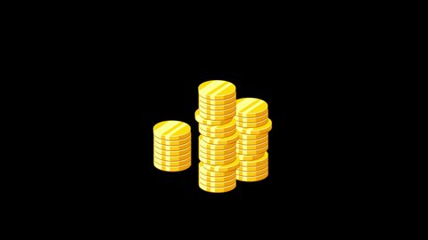 Animated Isometric Coins Set on Transparent Background. Perfect for Creating Interactive Animation in Presentation, Infographic, Typography, Corporate Project.