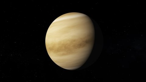Zooming to Planet Venus. Realistic 3D render of Venus and stars. [ProRes - UHD 4K]