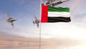 United Arab Emirates
 UAE   Flag With Air Force. Conceptual  3D animation - Powered by Shutterstock - Get 15% off with code: PIKWIZARD15