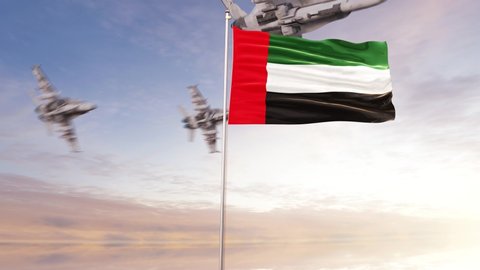 United Arab Emirates
 UAE   Flag With Air Force. Conceptual  3D animation