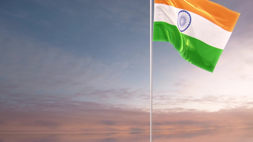 Indian Flag With Air Force. Conceptual  3D animation