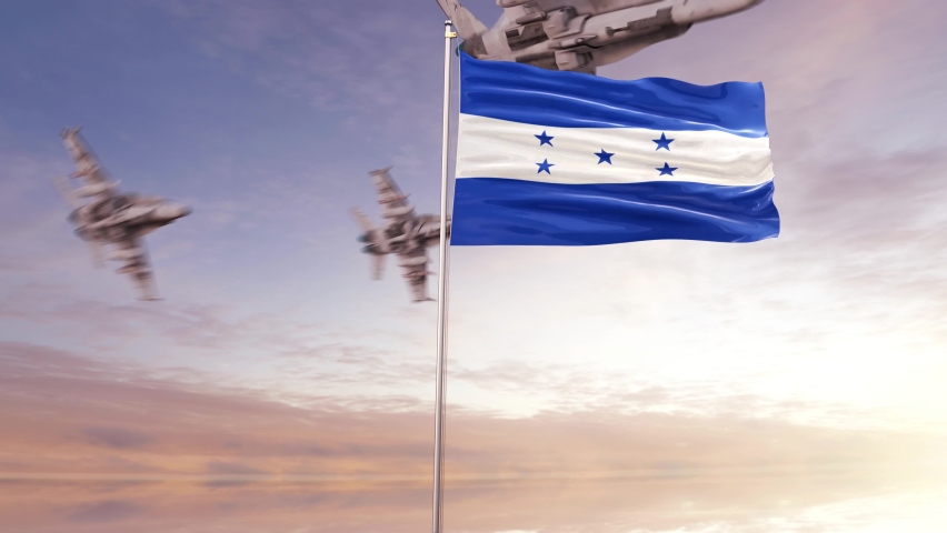 Honduras  Flag With Air Force. Conceptual  3D animation - Powered by Shutterstock - Get 15% off with code: PIKWIZARD15