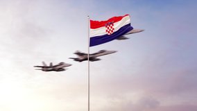 Croatia Flag With Air Force. Conceptual  3D animation
 - Powered by Shutterstock - Get 15% off with code: PIKWIZARD15
