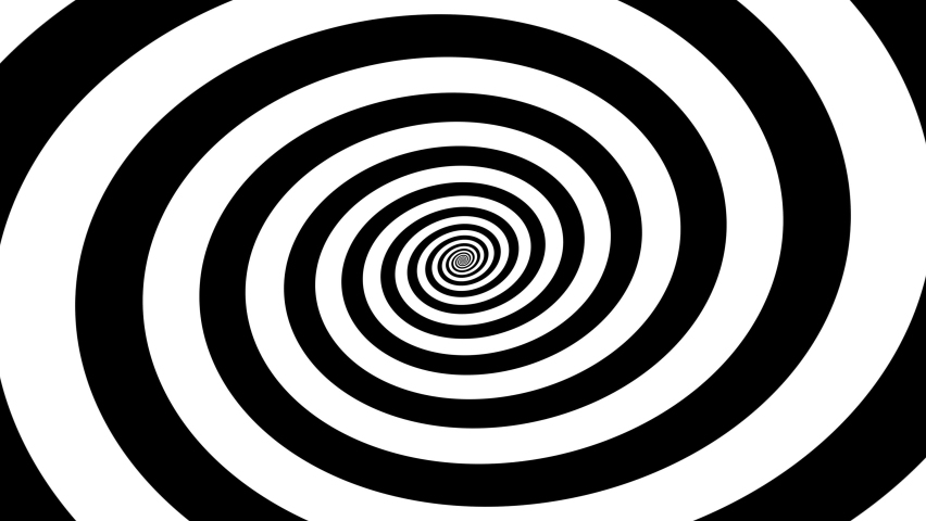 Moving through rotating spiral. Hypnosis concept in minimal style. Hypnotic optical illusion. Abstract background in black and white colors. Dizzy concentric pattern. Seamless loop animation. Royalty-Free Stock Footage #1059421313