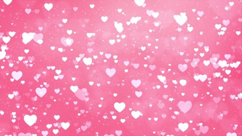 Pink love hearts bokeh sparkle glitter particle motion Loop background. Birthday, Anniversary, new year, event, Christmas, Festival, Diwali Love.