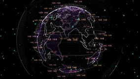 Abstract triangles HUD Globe Earth Loop. Cyber security and global communication. Technology data network connection, Data and information protection Protocol. - Powered by Shutterstock - Get 15% off with code: PIKWIZARD15