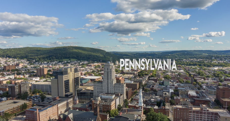 Pennsylvania city timelapse, hyperlapse of downtown urban shot on summer day, Keystone State, United States of America USA panorama, Philadelphia, Pittsburgh, Reading, Allentown, Harrisburg