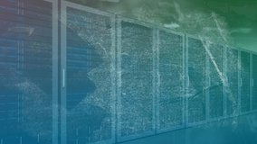Animation of mathematical equations appearing over computer servers in tech room on green to blue background. Global data processing information flow concept digitally generated image. - Powered by Shutterstock - Get 15% off with code: PIKWIZARD15