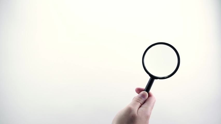 Magnifying glass in the hand, easy to mask template for universal concept. Private detective investigation and inspection of evidence, search for web crime and antivirus, data scan, virus and errors. Royalty-Free Stock Footage #1059466703