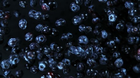 Super Slow Motion Shot of Blueberries Explosion Towards Camera at 1000fps.