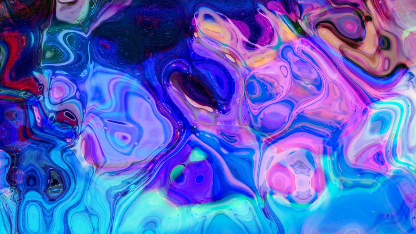 Abstract blue pink liquid paint animation.texture, wave, colorful, holographic, 4k background.