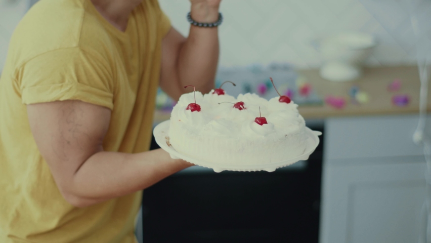 Asian man smashing his friend