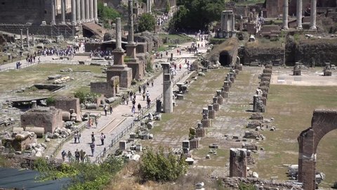 Rome, Roman forum, the ruins of ancient Rome, the view from the Capitol hill. Rome Italy may 2019