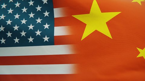 Usa China trade war concept animation with flags