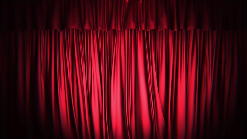 Realistic dark 3D animation of the red stage curtains rendered in UHD, alpha matte is included  Royalty-Free Stock Footage #1059492227