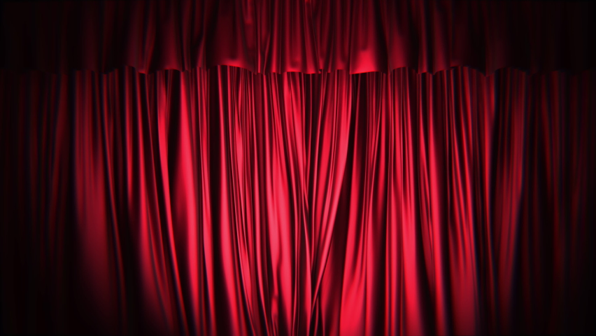 Realistic dark 3D animation of the red stage curtains rendered in UHD, alpha matte is included  | Shutterstock HD Video #1059492227
