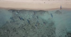 Aerial view of boats near beach