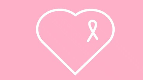 Pink ribbon cancer awareness. Modern style logo animation for october month awareness campaigns. World Breast Cancer Awareness Day