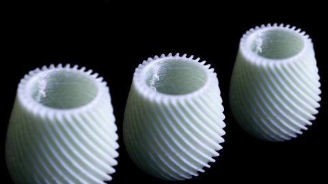 Satisfying timelapse of 3D printing plastic pieces with spiral shape