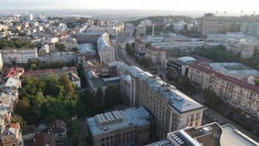 Kyiv cityscape, Ukraine. Aerial view, Kiev. Slow motion
