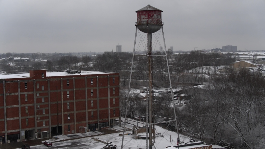 Aerial Drone View of a Water Tower in Downtown Lexington Kentucky