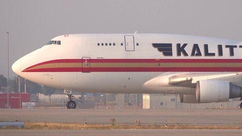 Leipzig, Germany – 24 August 2020: A Boeing 747 of the Kalitta Air at Leipzig Airport (LEJ) in Germany. Boeing is an Aircraft manufacturer from Seattle, USA.