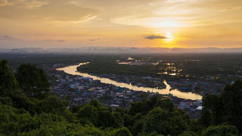 4K time lapse day to night view of Mut see viewpoint famous place to see sunset in Chumphon province, Thailand