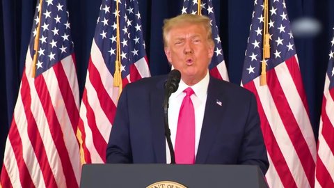 CIRCA 2020 - U.S. President Donald Trump addresses the press about Democrats stealing the election using ballot fraud.