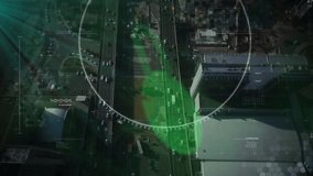 Digital composite video of Digital security padlock, data processing and scope scanning over aerial view of cityscape. Global networking and online security concept - Powered by Shutterstock - Get 15% off with code: PIKWIZARD15