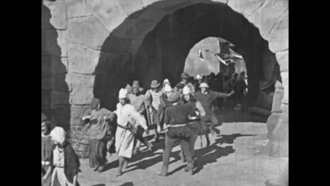 CIRCA 1923 - In this silent movie adaptation of the Hunchback of Notre Dame, the Festival of Fools begins.