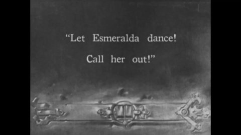 CIRCA 1923 - In this silent movie adaptation of the Hunchback of Notre Dame, Clopin lusts after Esmeralda as she dances at the Festival of Fools.