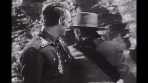 CIRCA 1939 - In this western film, a woman flirts with a cowboy while his friend misfires a gun and makes another woman faint.