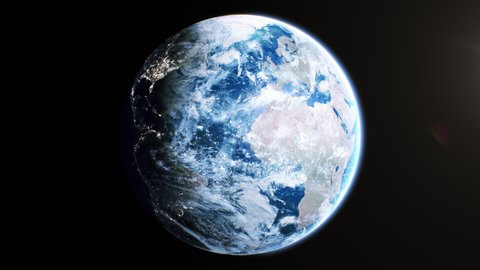 Beautiful Earth Rotating in Space Seamless. Daytime on the Planet, World in Sunshine Looped 3d Animation. Realistic View from Orbit Satellite. Business and Technology Concept. 4k UHD 3840x2160.