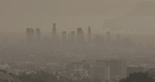 Downtown Los Angeles Covered in Smoke from California Fires | Layer of Smog Reduces Visibility of The City
