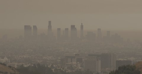 Downtown Los Angeles Covered in Smoke from California Fires | Layer of Smog Reduces Visibility of The City