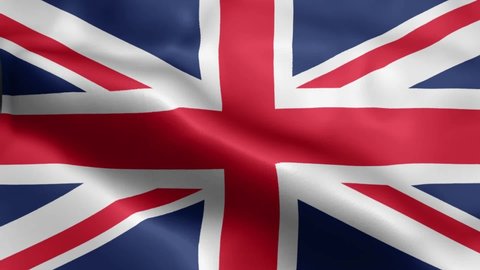 United Kingdom waving flag. UK British National closeup. 3D gradient background animation.  HD resolution