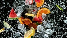 Fresh Fruit vortex on black background. slow motion filmed on high speed cinematic camera. - Powered by Shutterstock - Get 15% off with code: PIKWIZARD15
