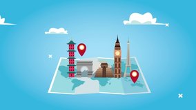 world tourism animation with monuments in paper map ,4k video animated - Powered by Shutterstock - Get 15% off with code: PIKWIZARD15