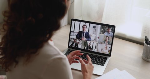 Businesspeople Participate Group Video Call Conference Stock Footage ...