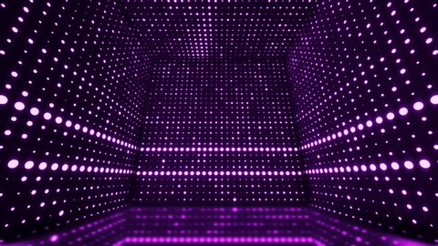 Animation of rotation magical and colorful box with glitter and flicker dots on walls. Animation of seamless loop.