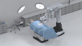 Medical technology concept with 3d rendering surgery robot in surgery room HD