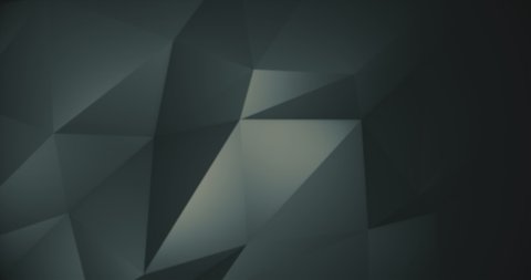 Abstract dark grey green low poly motion background with added blur. Looping, 4K technology background animation.