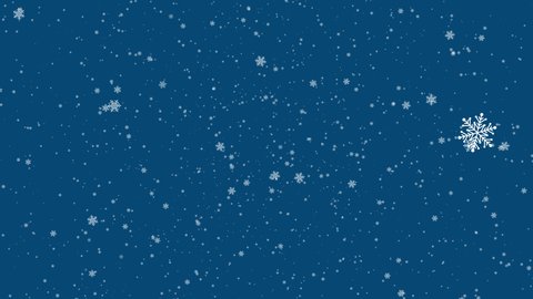 Snowflakes falling animation on dark blue background.