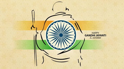 Smooth motion of navy blue wheel which represents the chakra of indian flag. 2 October Gandhi Jayanti is an event celebrated in India to mark the birth anniversary of Mahatma Gandhi. Seamless looping.