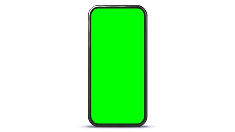 Mobile Phone Drawing Animation Template. Isolated Mockup With White and Green Screen.