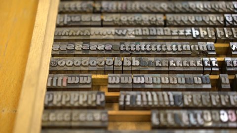 Old style metal Letterpress print block letters with various fonts