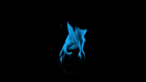 Blue Fire Flames in Super Slow Motion, Shooted with black png background