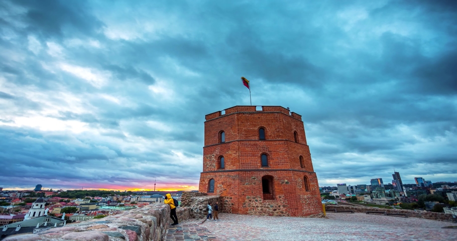 Timelapse of Gediminas castle in Vilnius, Lithuania Royalty-Free Stock Footage #1059722837