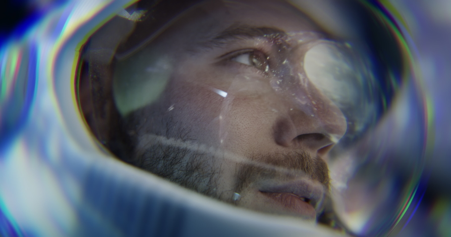 Spaceman Space Exploration Mission Technology Future Concept Close Up Shot Of Pilot Training With Virtual Reality And Screenless Display Innovative Technology Wormhole Black Hole Red 8k | Shutterstock HD Video #1059727832
